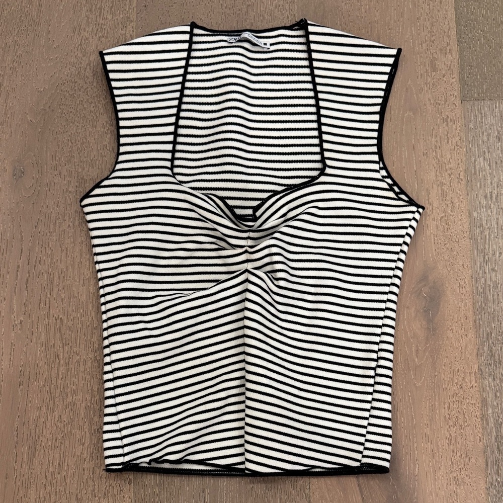 Zara Black and White Striped Tank Top